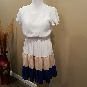 White Color Block Sun Dress